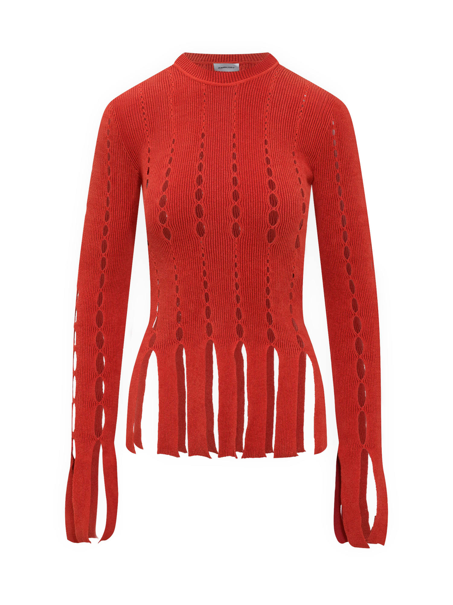 Shop Ambush Cut Out Knitted T-shirt In Valiant Poppy