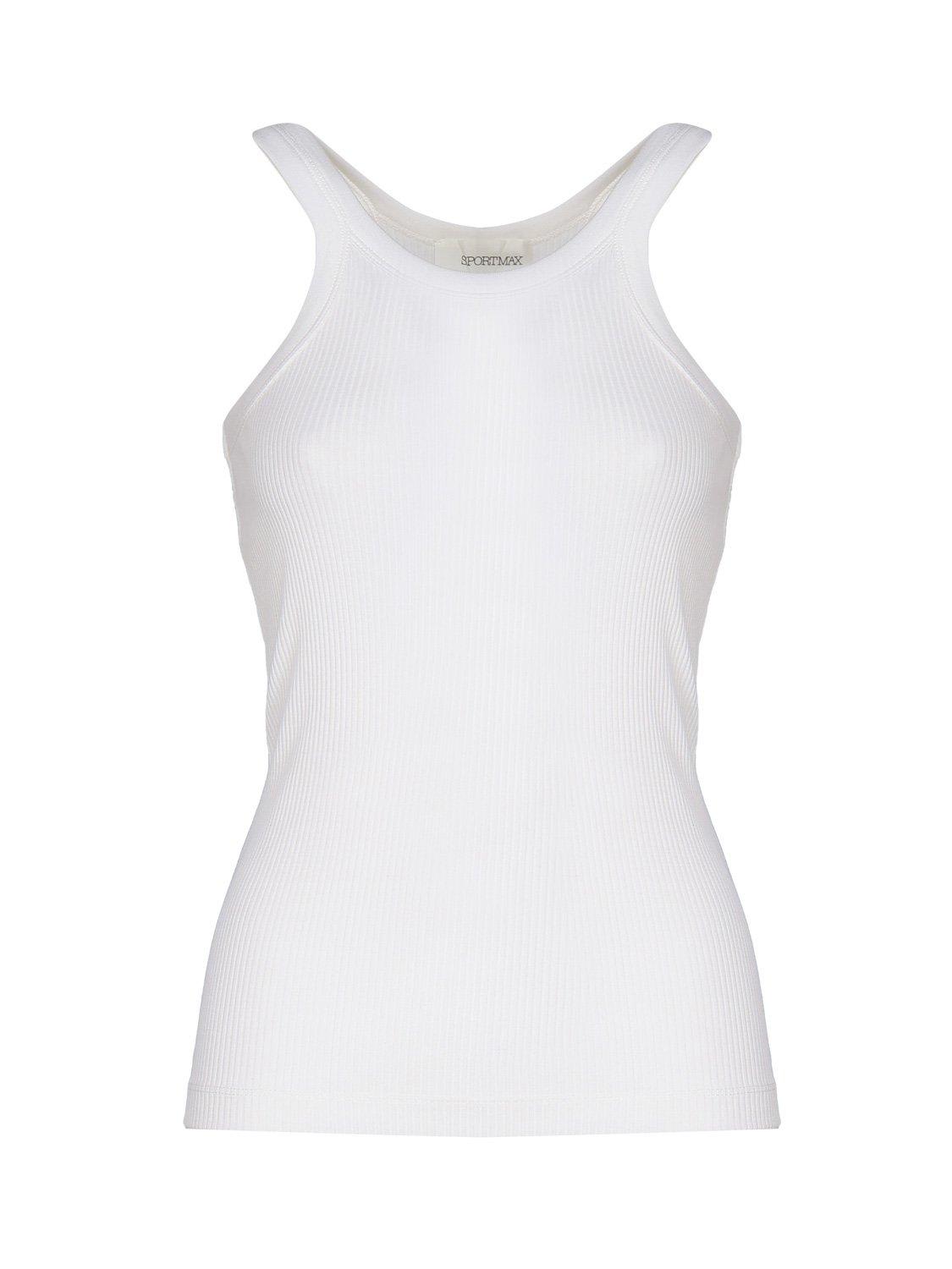 Shop Sportmax Ribbed Sleeveless Top In White