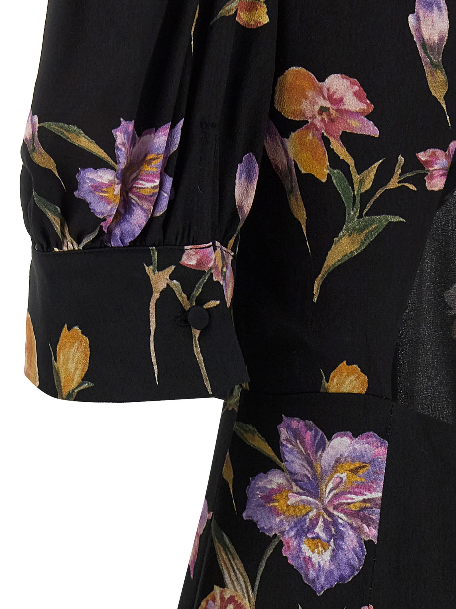 Twinset Floral-print Satin Maxi Dress In Black