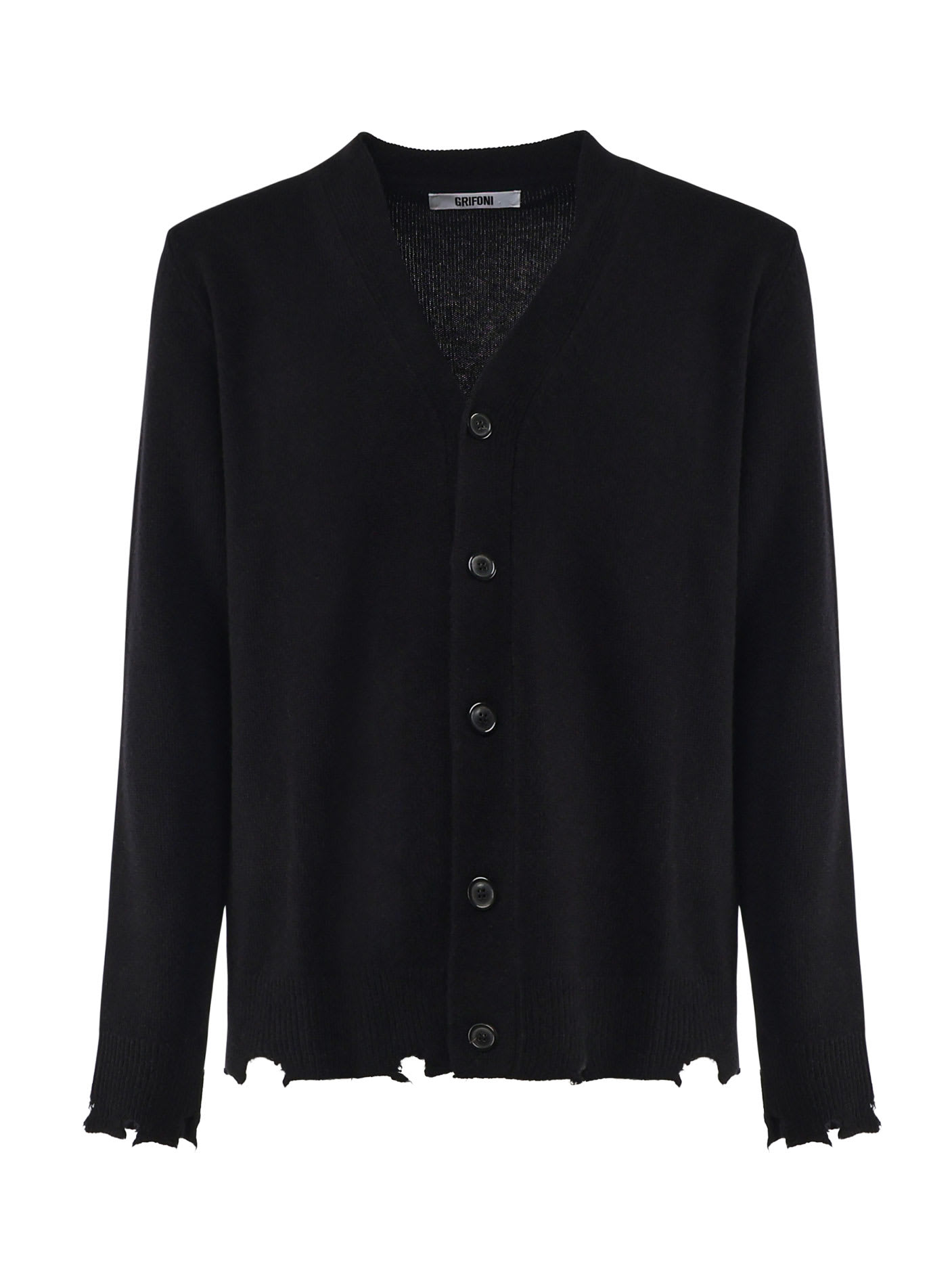 Shop Mauro Grifoni Cardigan With Irregular Edges In Black