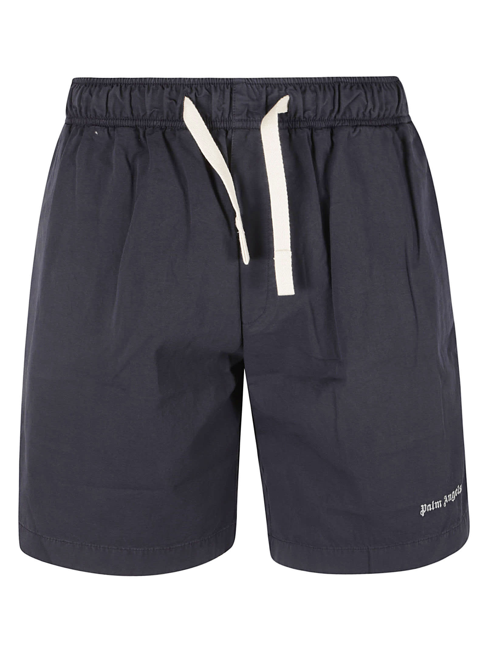 Shop Palm Angels Classic Logo Bermuda Shorts In Navy Blue/off White
