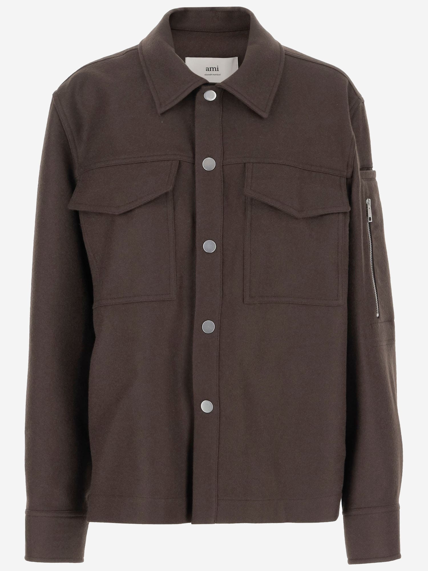 Ami Alexandre Mattiussi Classic Wool Shirt In Brown