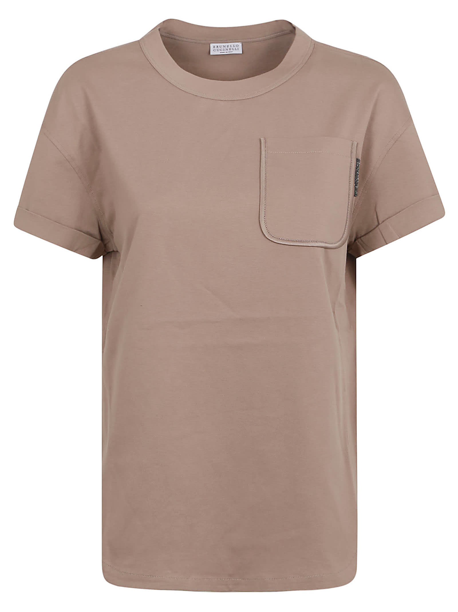 Brunello Cucinelli Pocket T-shirt In Medium Brown