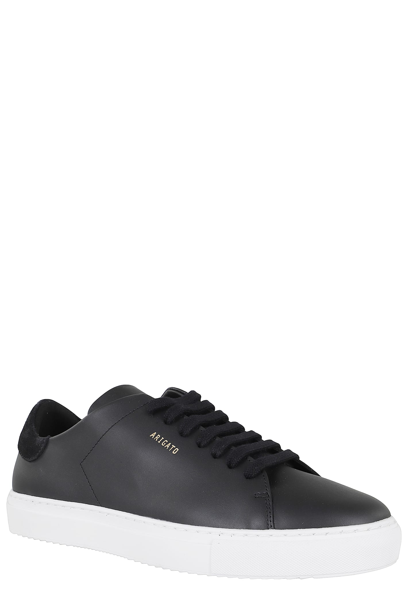 Axel Arigato 90 Clean Black Low Top Sneakers With Logo Lettering On The Side In Leather Man In Black