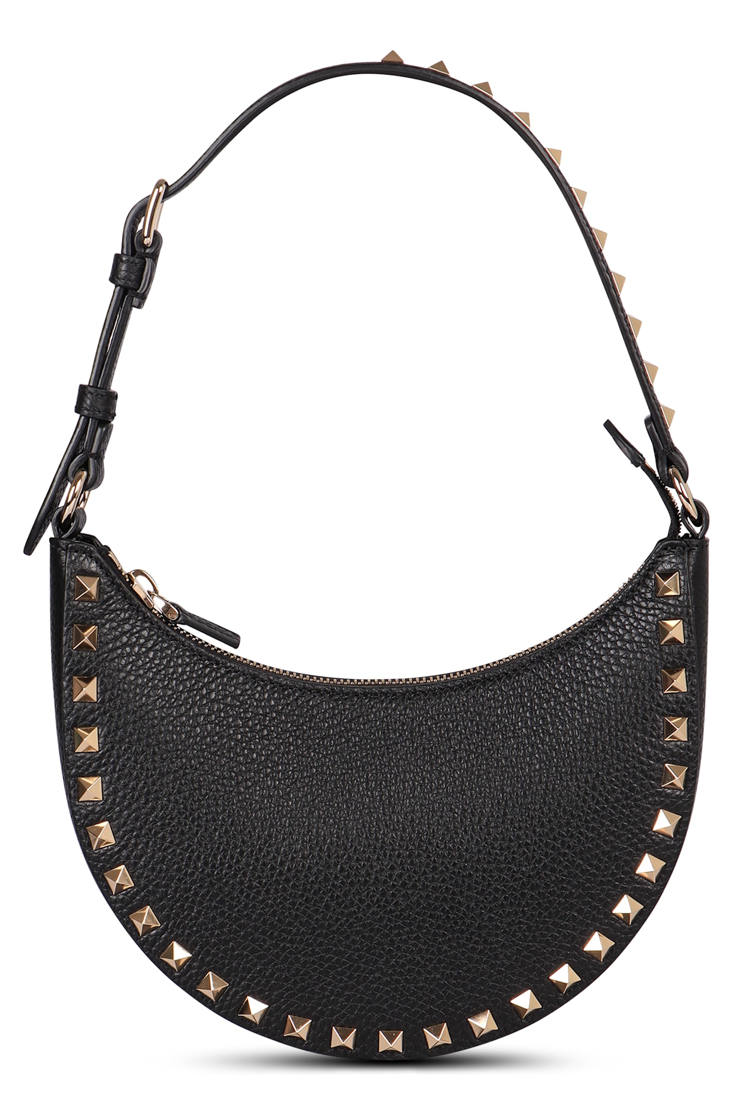 Valentino Garavani Rockstud Mini Leather Hobo Bag In Black