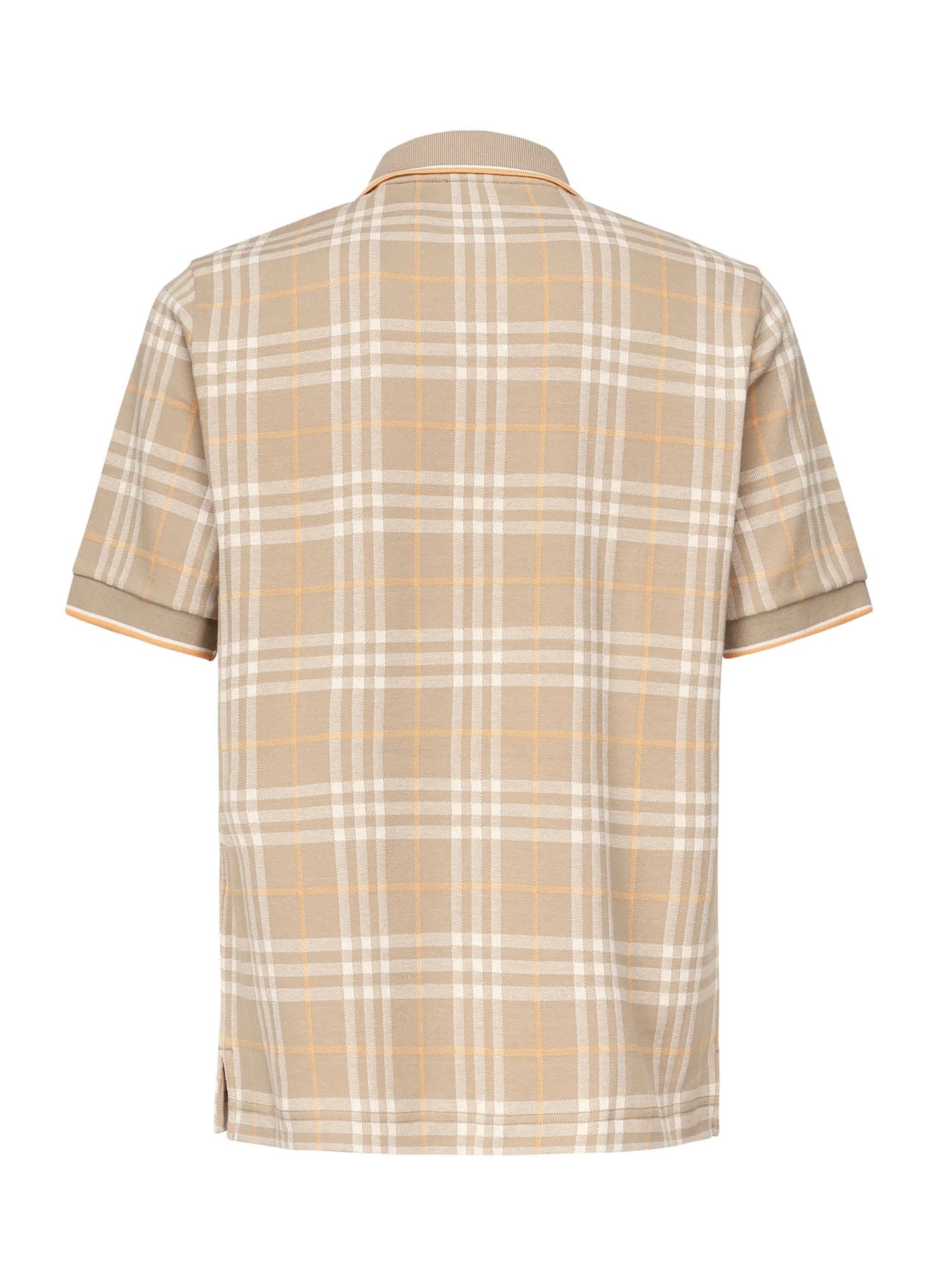 Burberry Check Cotton Polo In Neutral