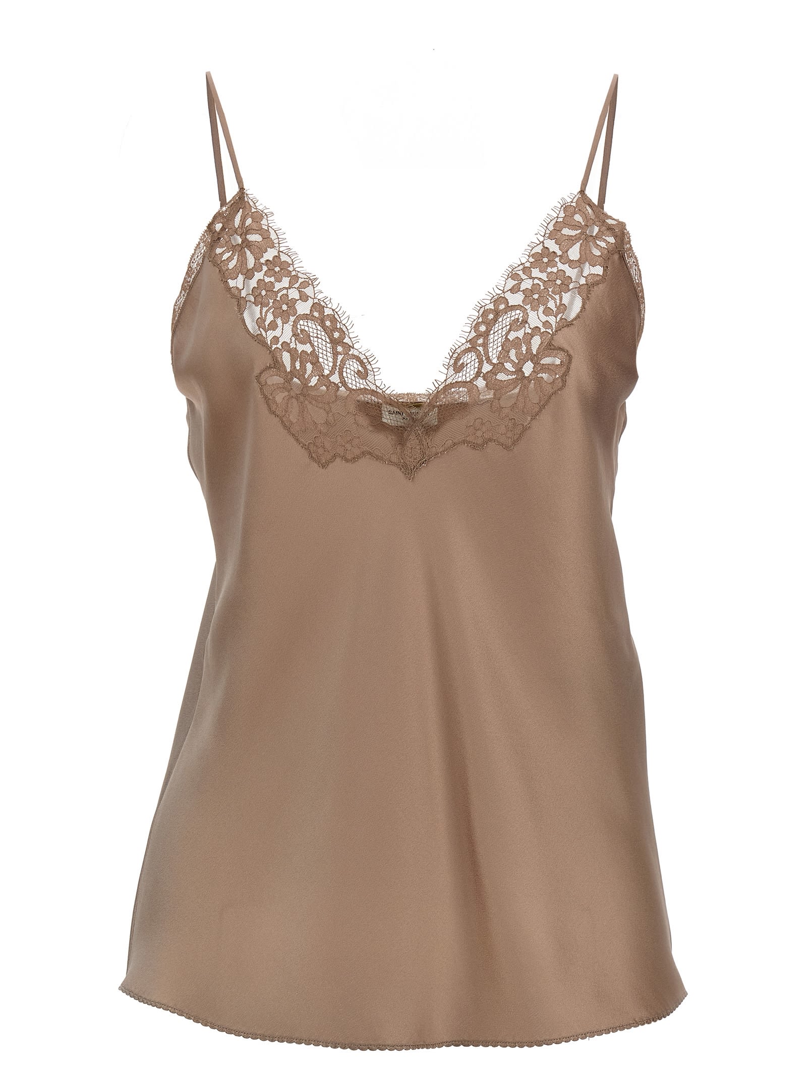 Shop Saint Laurent Lingerie Top In Beige