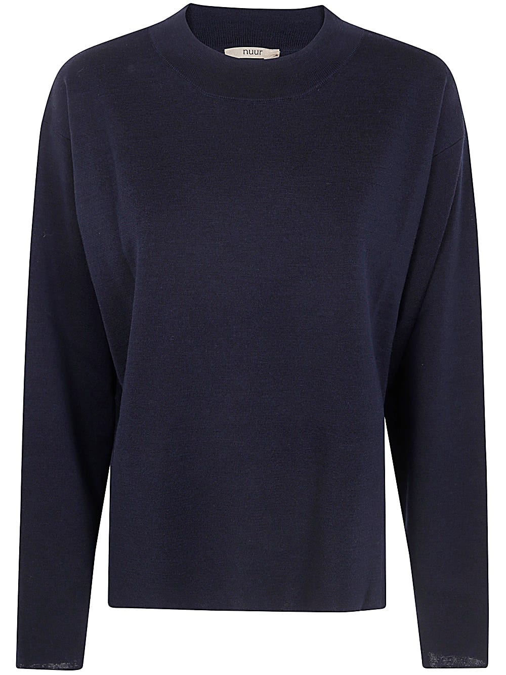 Shop Nuur Long Sleeves Round Neck Sweater In Navy