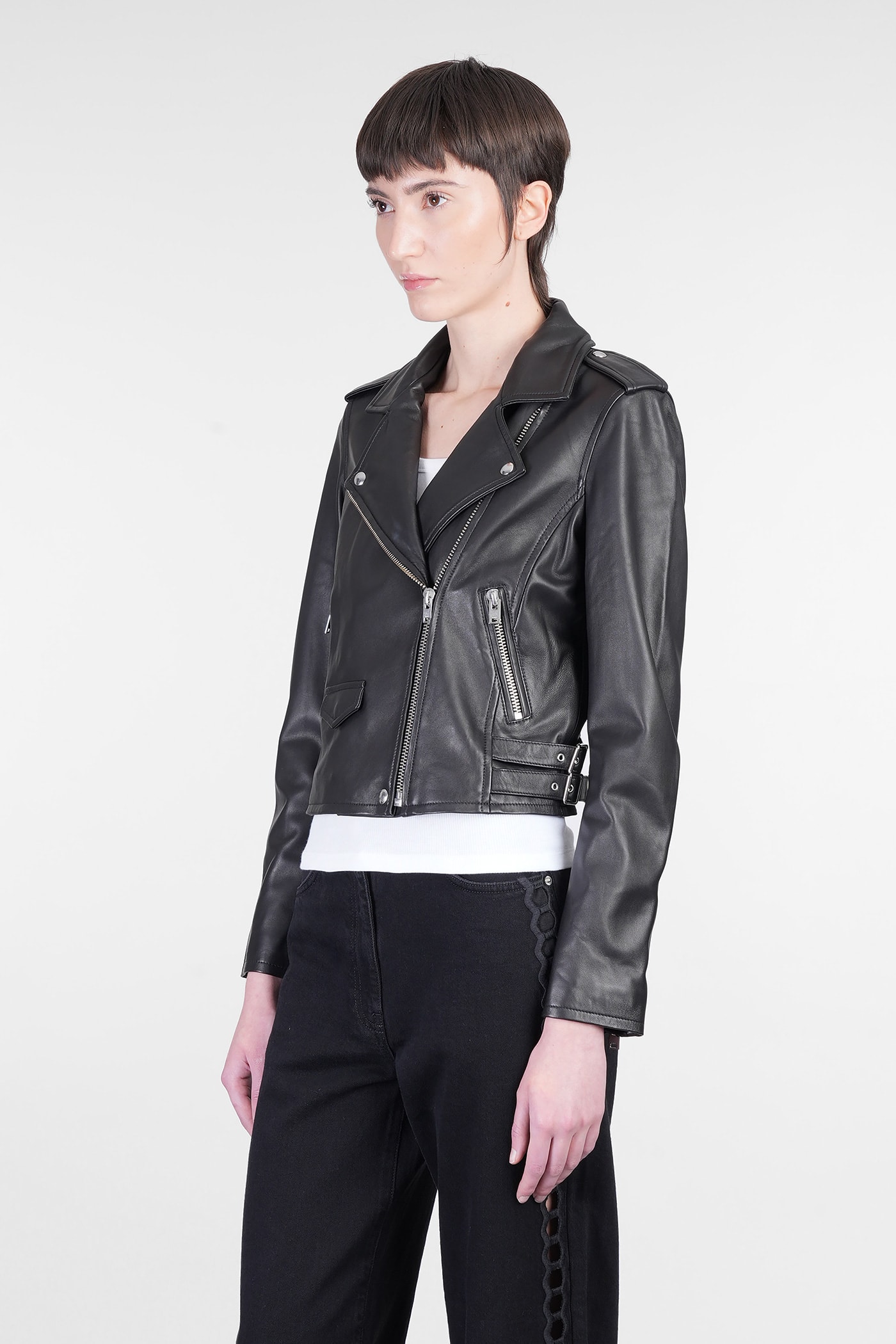 Iro Ashville Biker Jacket In Black Rayon In Black