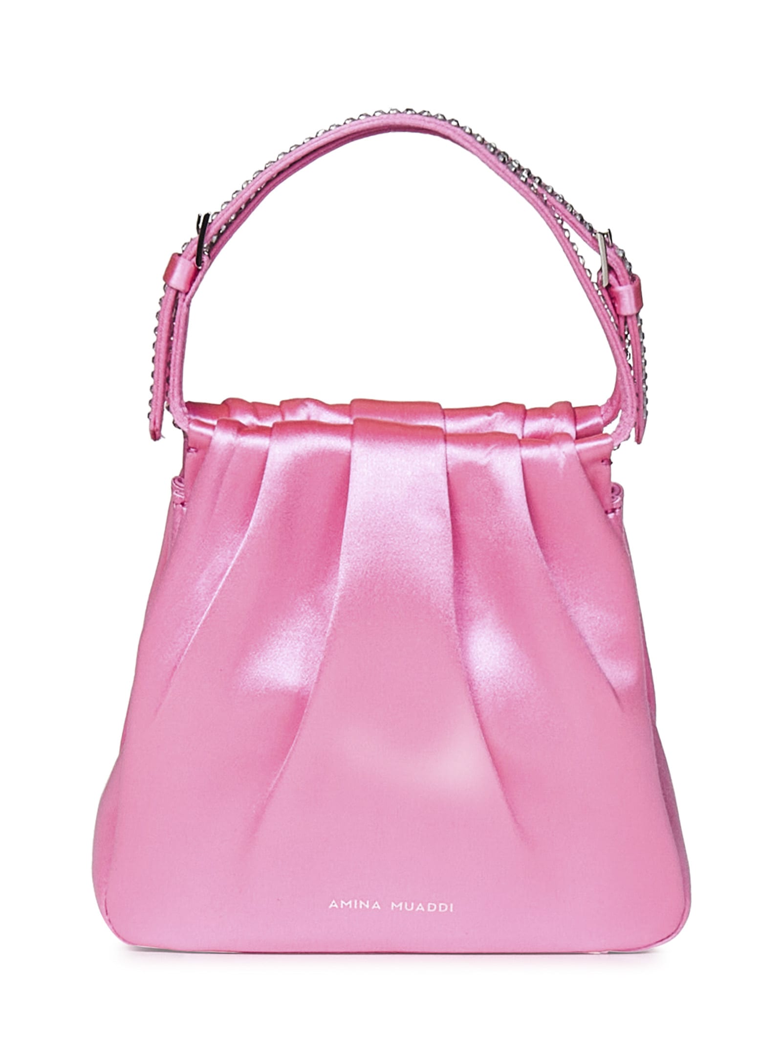 Shop Amina Muaddi Vittoria Crystal Handbag In Pink