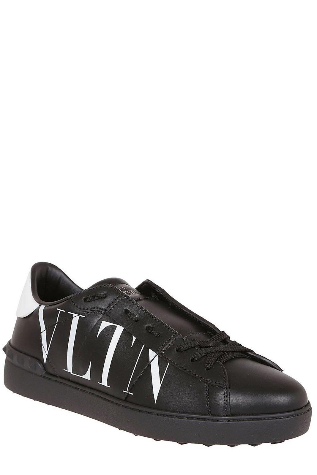 Shop Valentino Vltn Open Lace-up Sneakers In Black