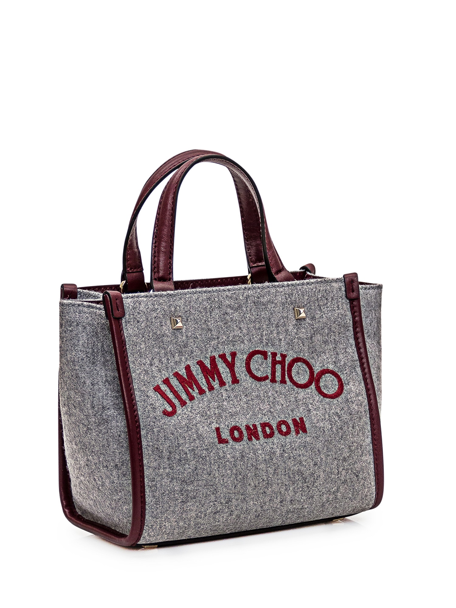 Shop Jimmy Choo Tote S Bag In Marlgrey/burgundy/lightgold