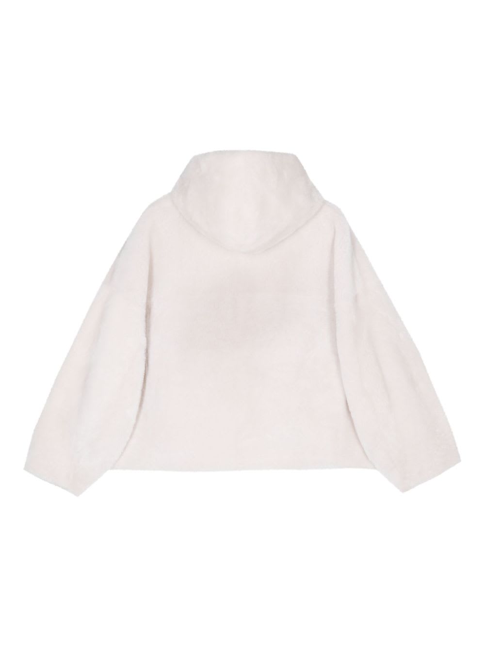 Blancha Shearling Hooded Jacket In White
