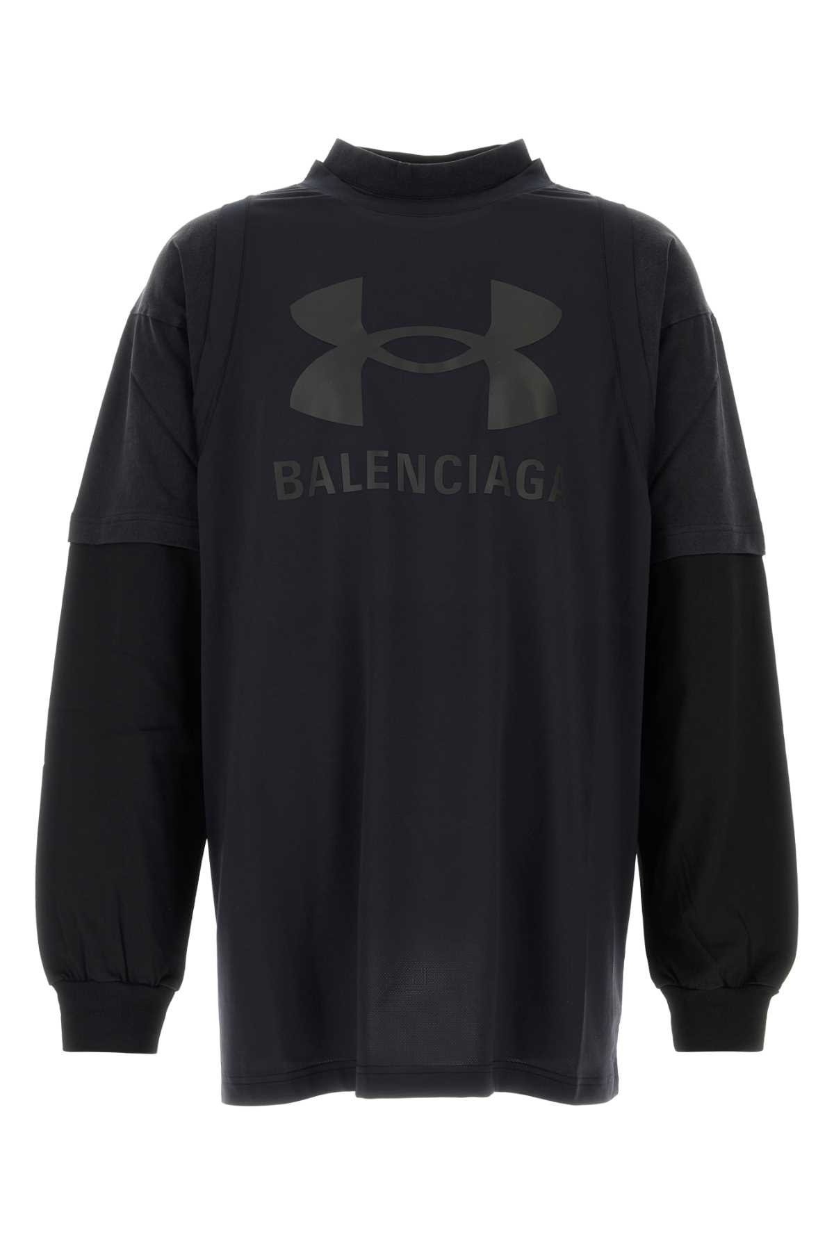Black Polyester And Cotton Balenciaga X Under Armour Layered Oversize T-shirt