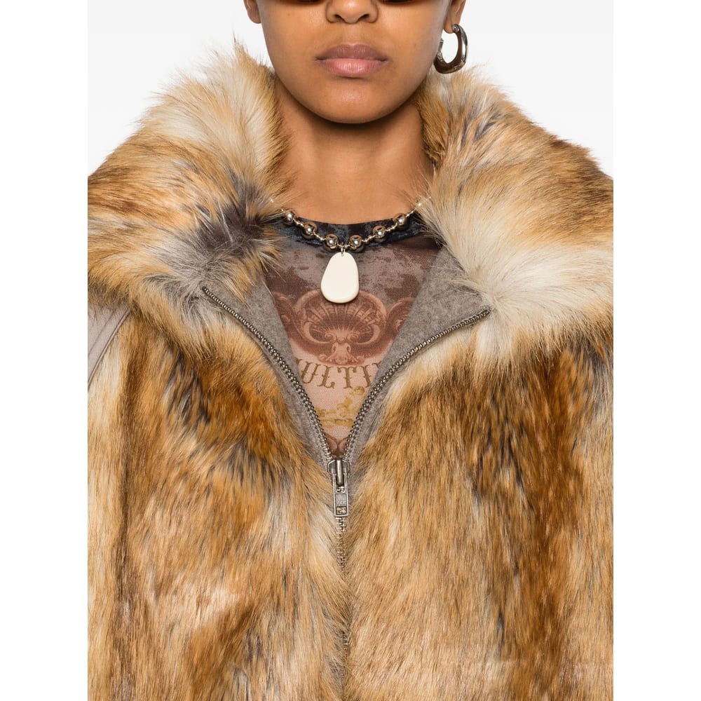 Ottolinger Womens Oversized Furry Faux-fur Jacket In Gold
