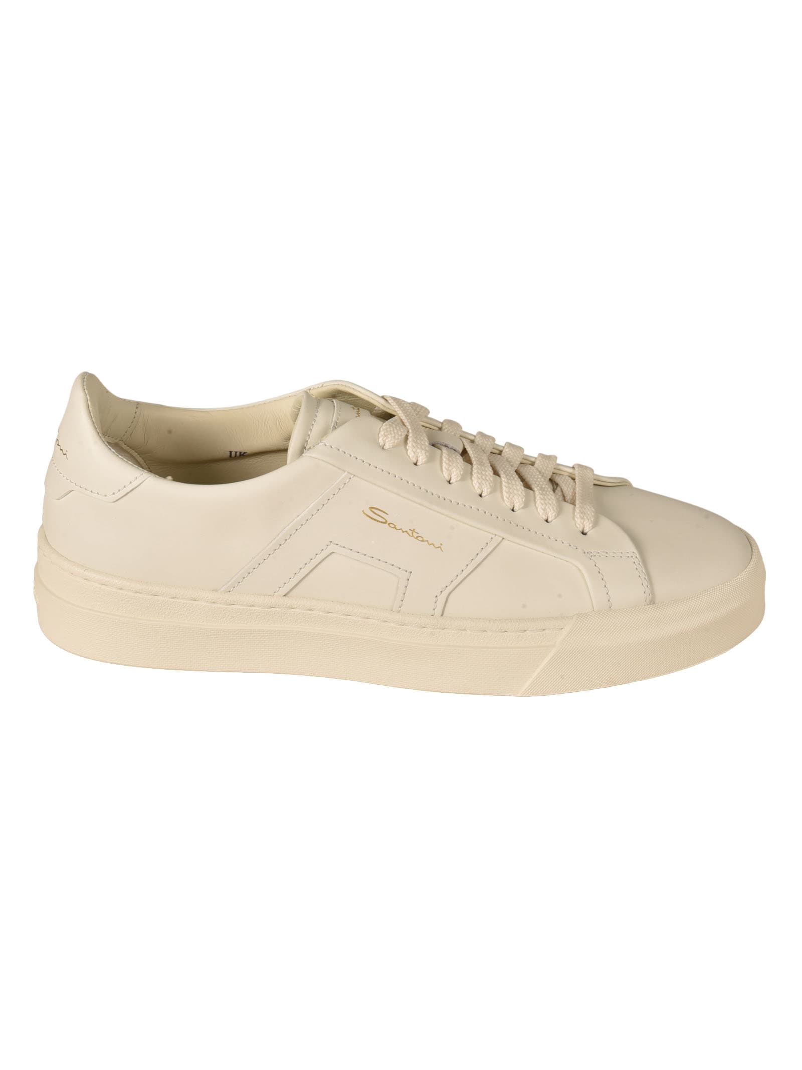 Santoni Logo Sided Classic Trainers In White