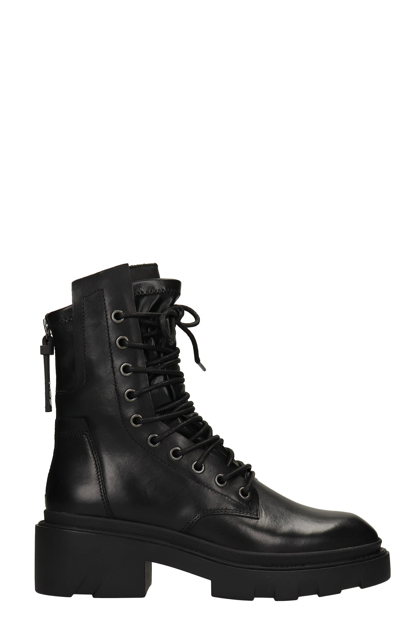 Ash Madness Combat Boots In Black Leather