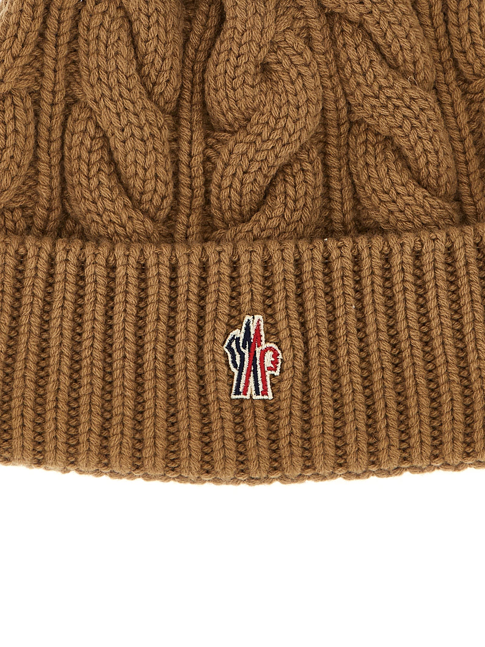 Moncler Grenoble Pompon Braided Cap In Brown