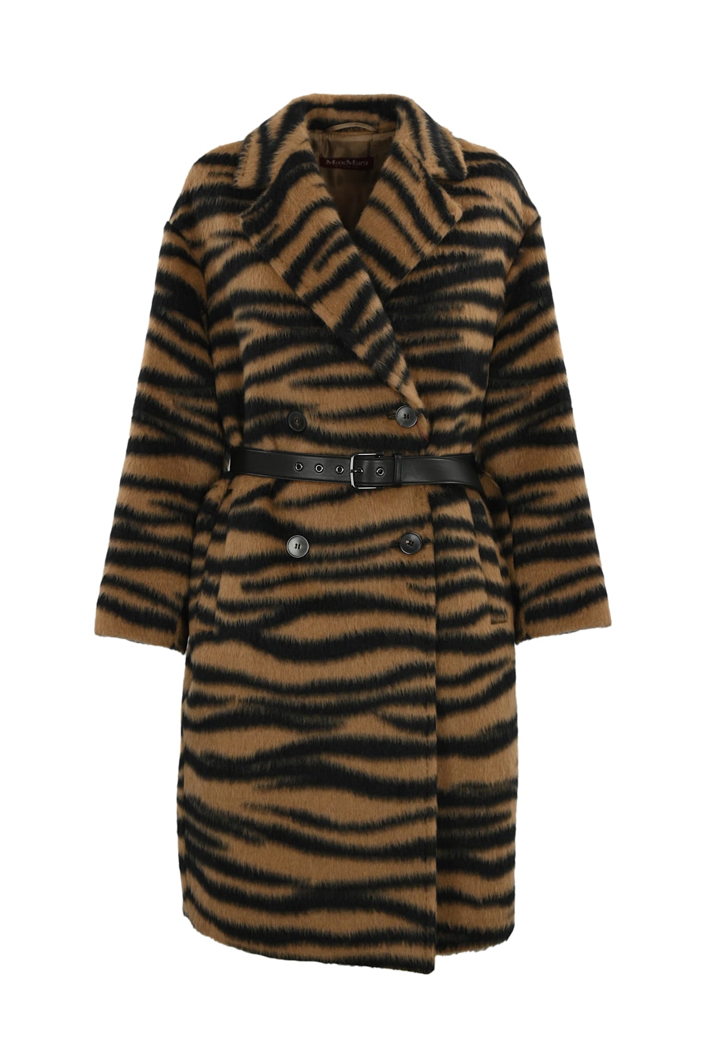 Shop Max Mara Vidim Coat In Wool And Alpaca In Cammello/nero