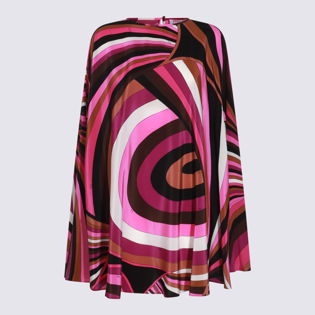 Shop Pucci Multicolor Silk Dress In Fuxia/marrone