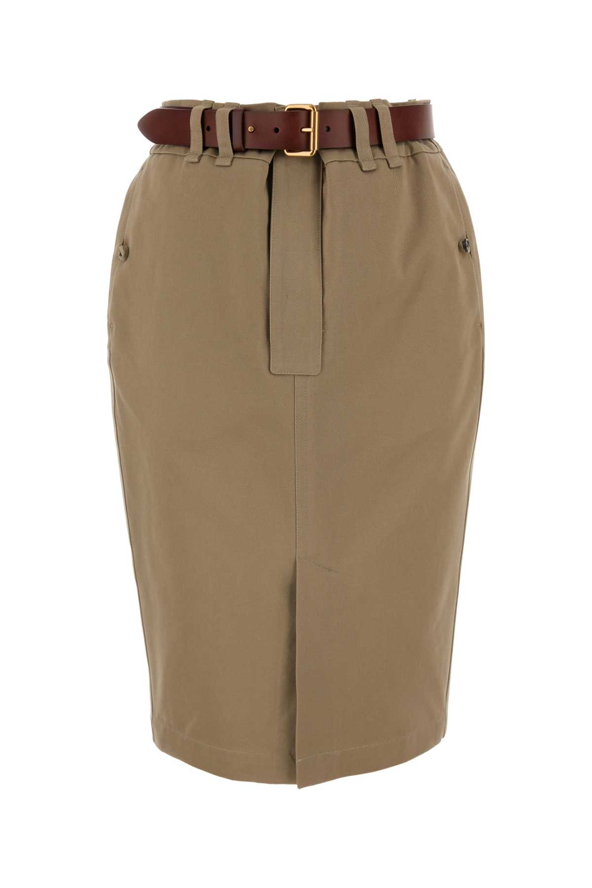 Shop Saint Laurent Cappuccino Gabardine Skirt In Mastic