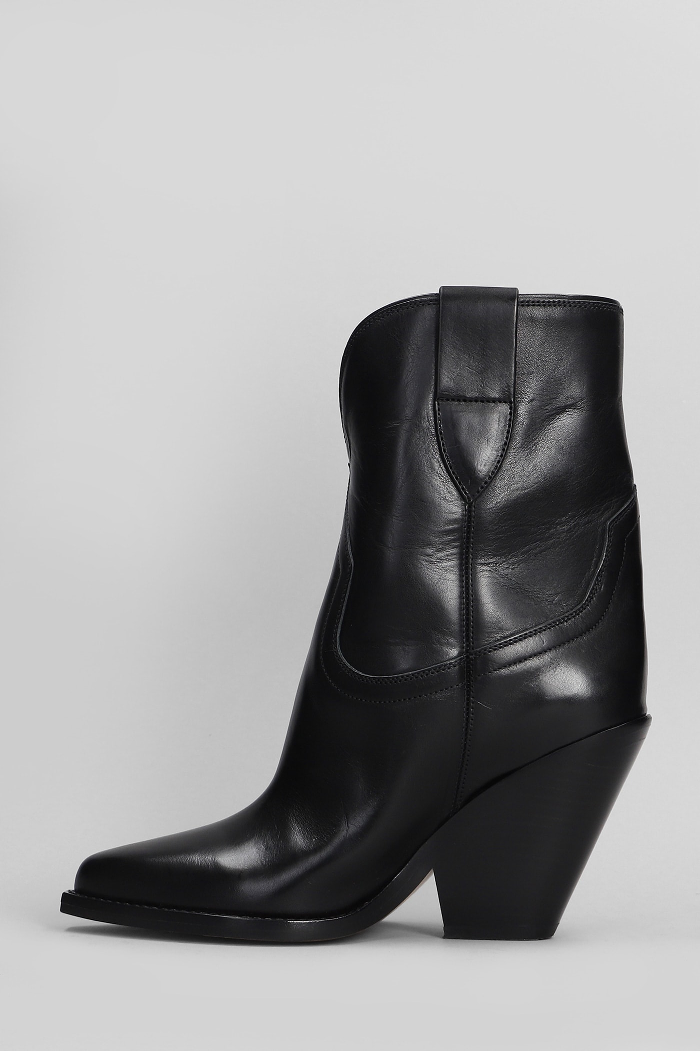 Shop Isabel Marant Leyane Texan Ankle Boots In Black Leather