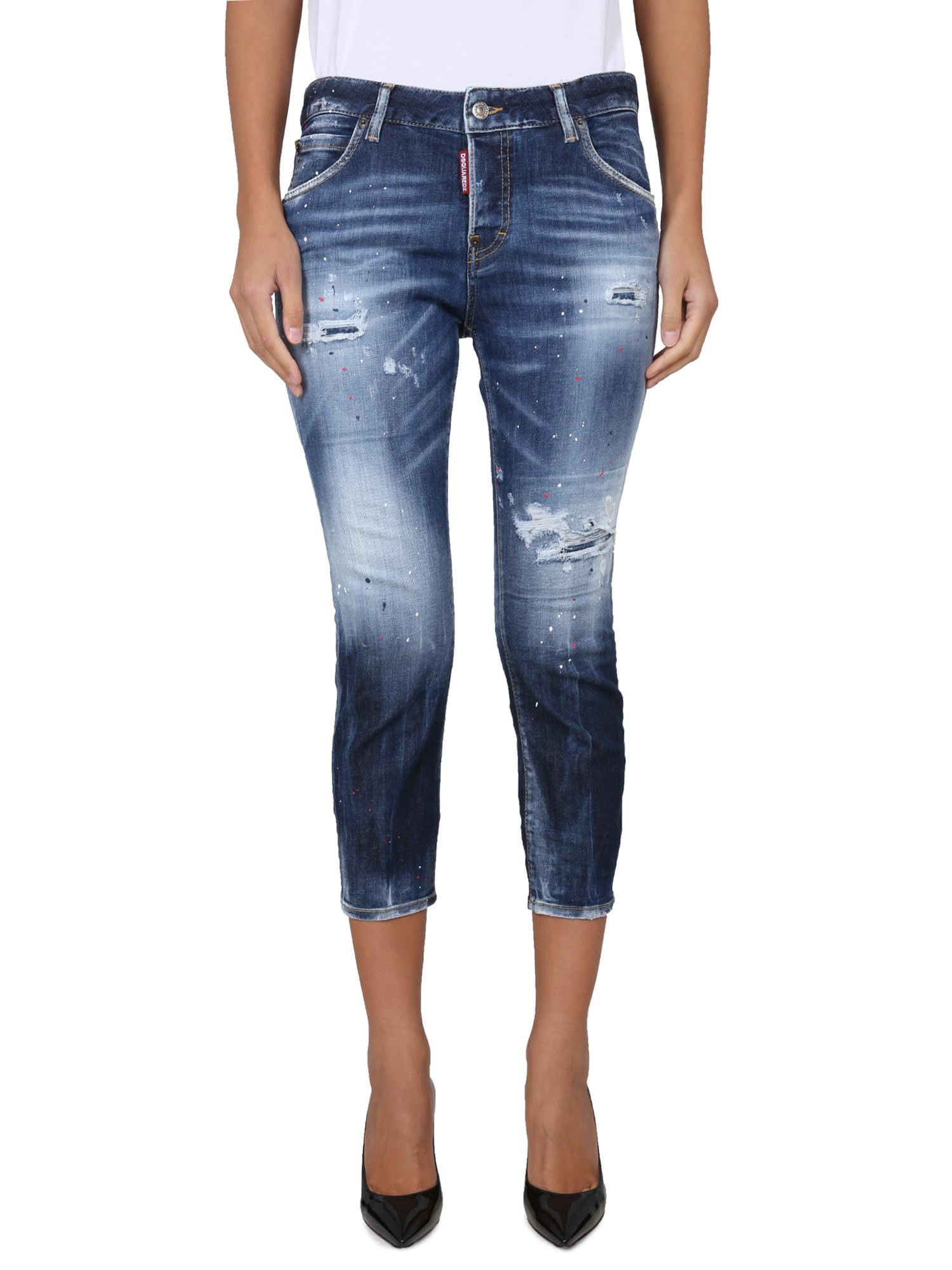 Medium Powder Spots Wash Cool Girl Cropped Jeans