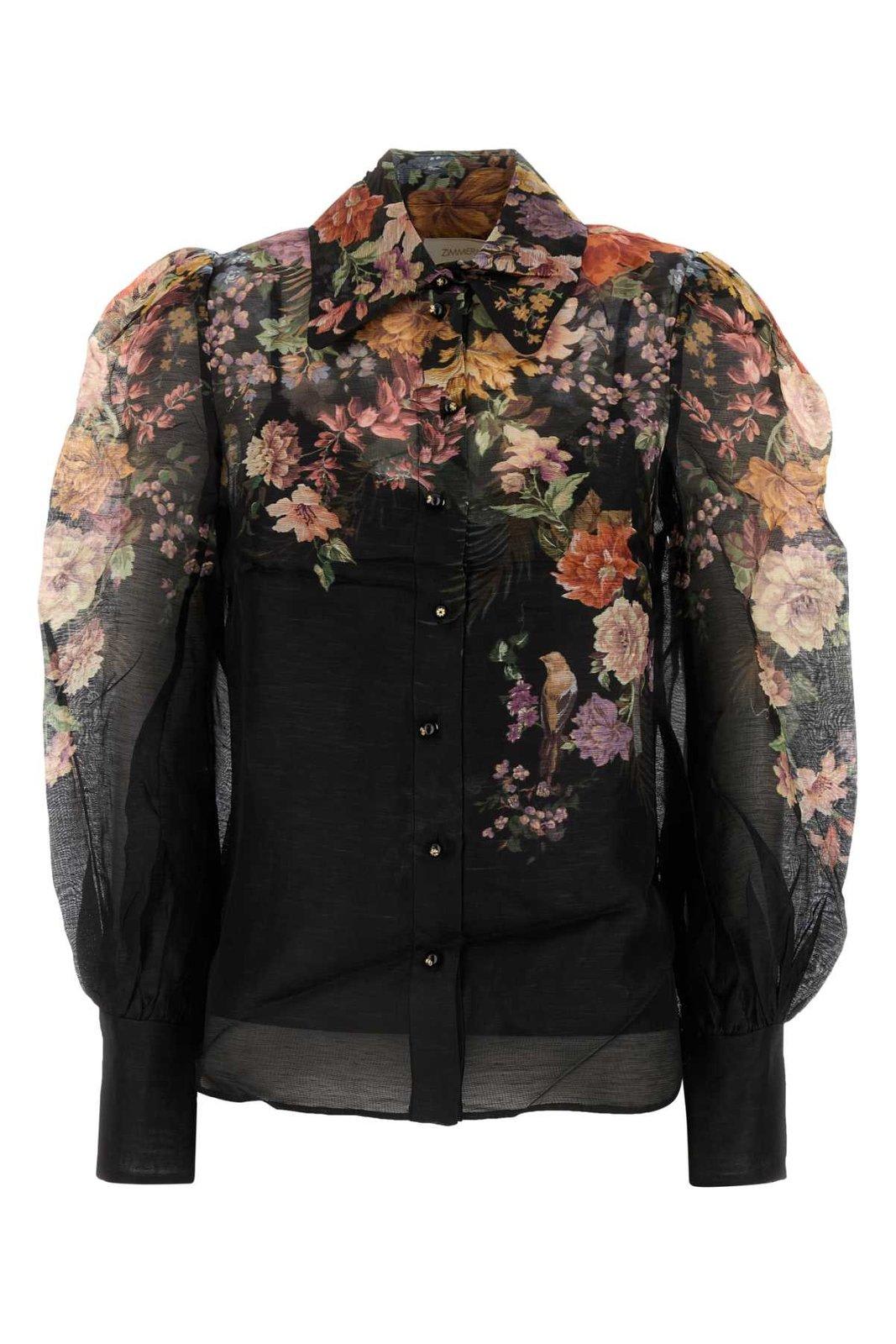 Shop Zimmermann Pavilion Floral Printed Blouse In Black Multi Floral