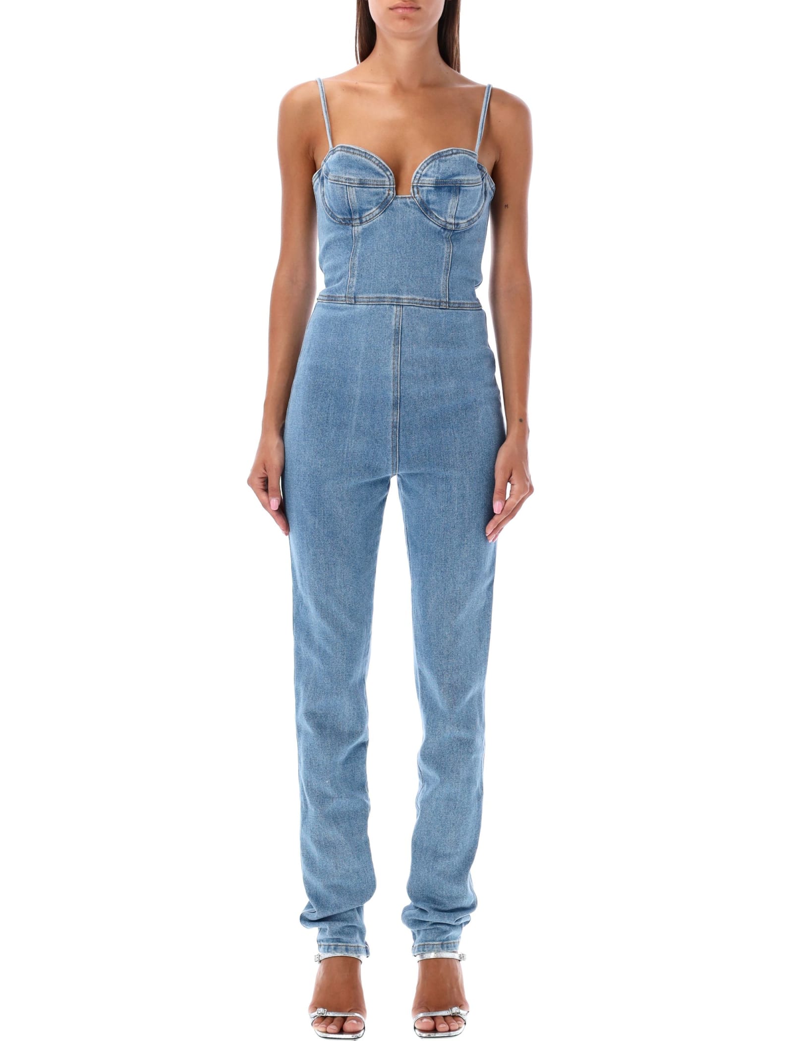 MAGDA BUTRYM DENIM BUSTIER JUMPSUIT