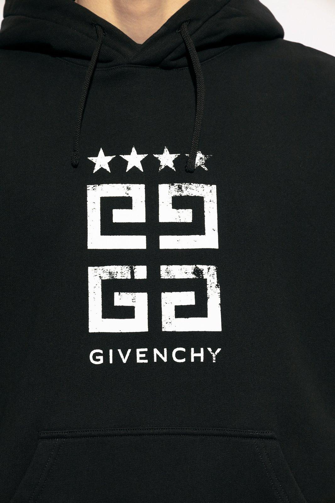 Shop Givenchy Logo Printed Drawstring Hoodie