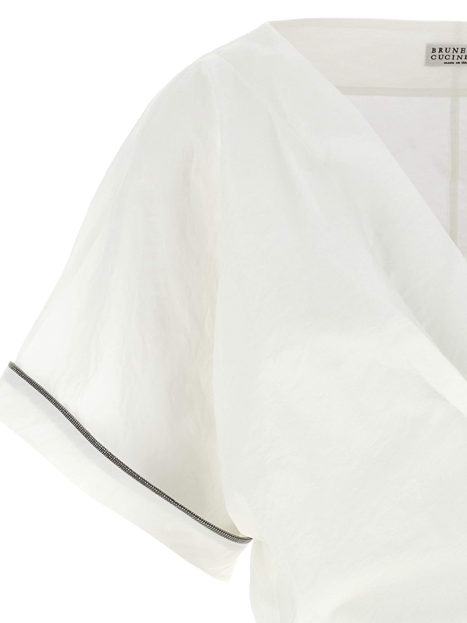 Brunello Cucinelli Techno Cotton-blend Poplin Kimono Top In White