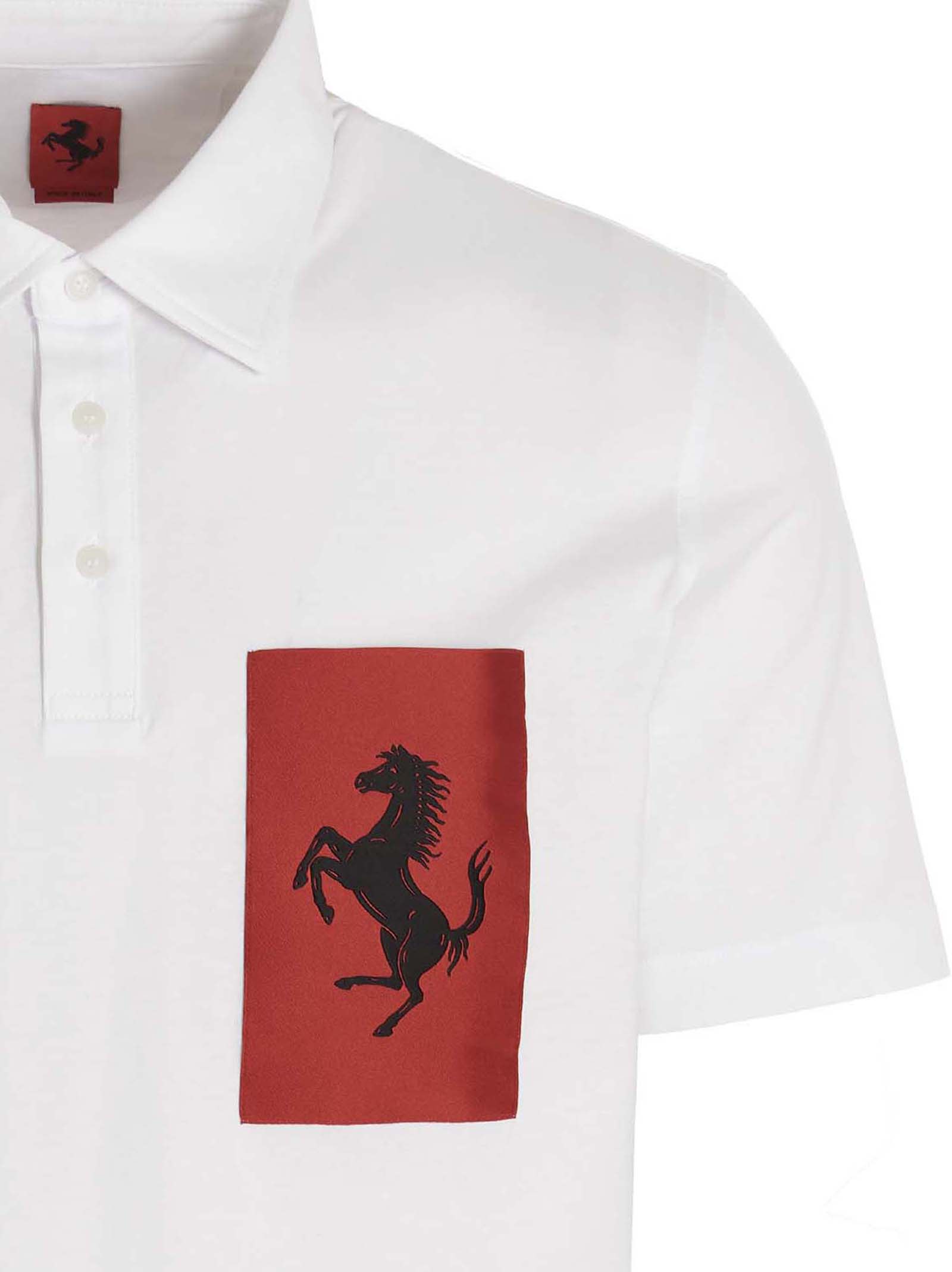 Shop Ferrari Label Pocket Polo Shirt In White