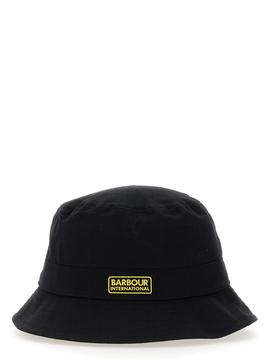 Shop Barbour Bucket Hat With Logo In Black