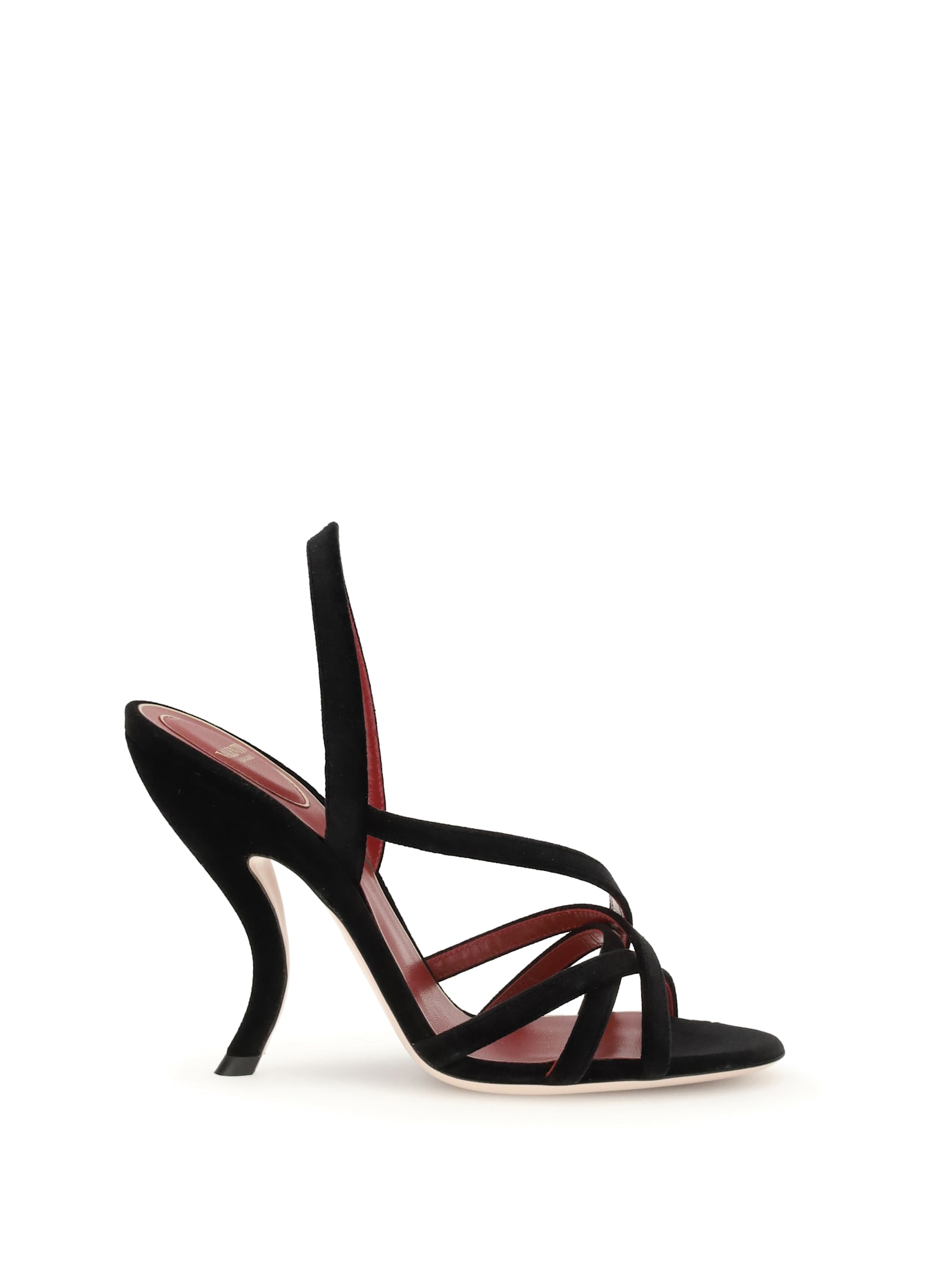 Valentino Garavani Fetishique Velvet Sandal 105mm Woman Black 42 In Black