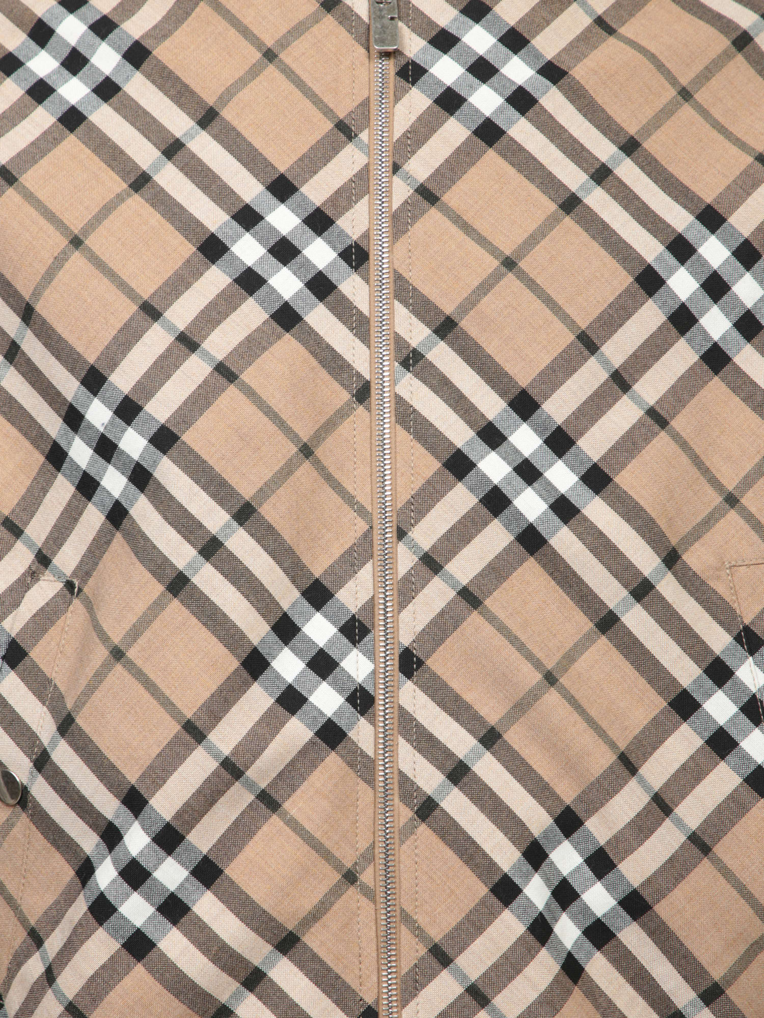 Shop Burberry Check Beige Bomber