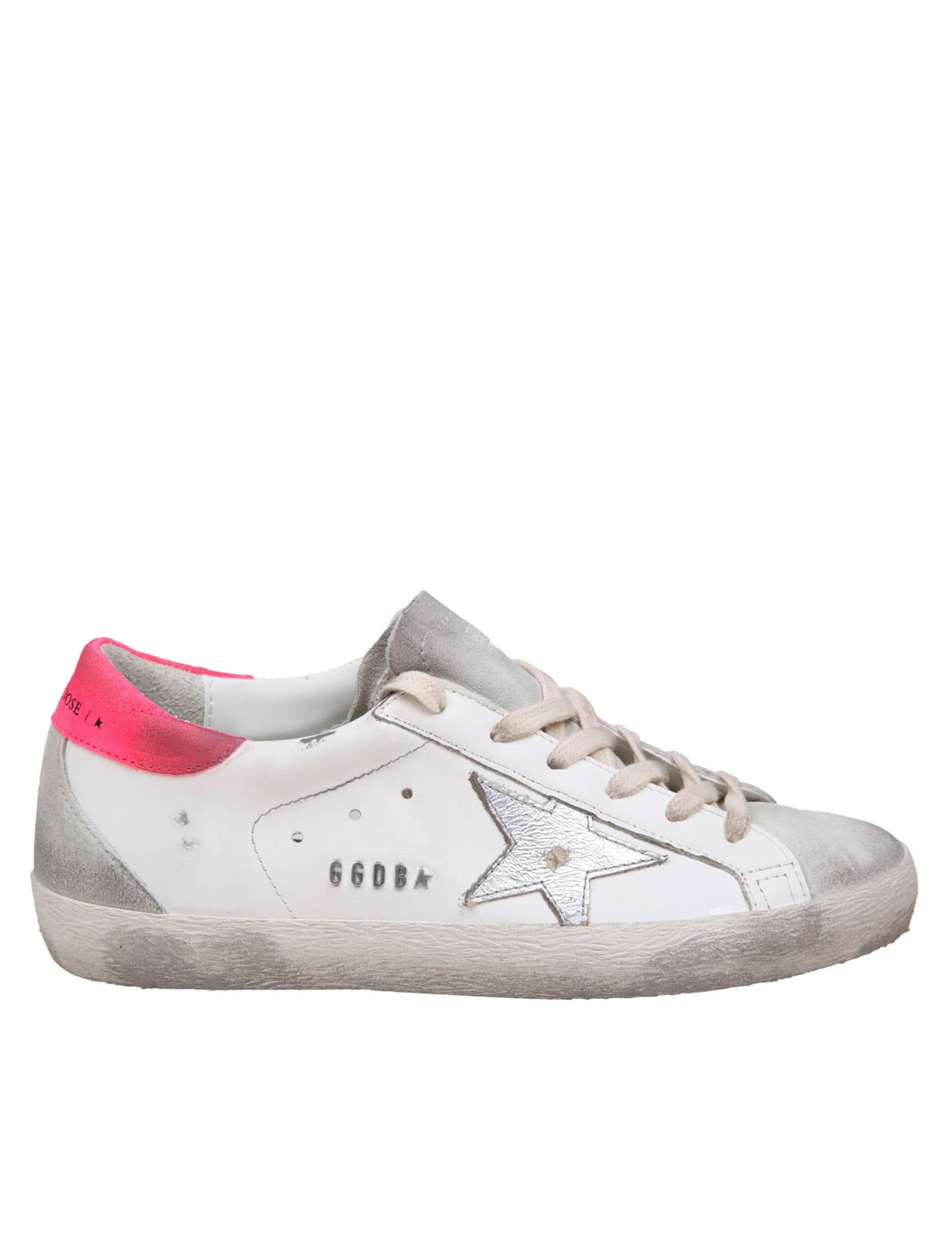 GOLDEN GOOSE GOLDEN GOOSE SUPER-STAR SNEAKERS IN WHITE AND SILVER LEATHER AND SUEDE