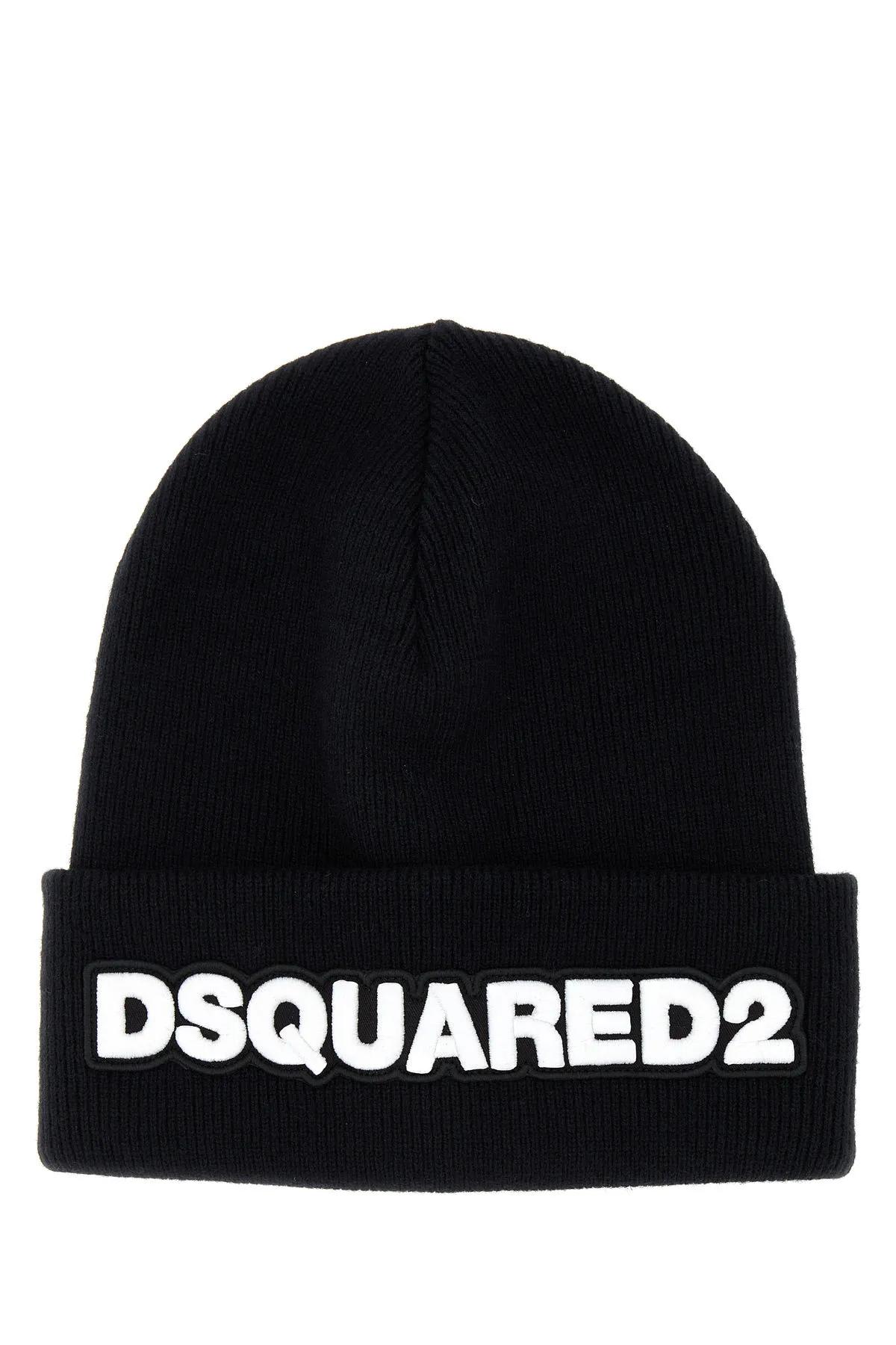 Shop Dsquared2 Black Wool Beanie Hat In Nero