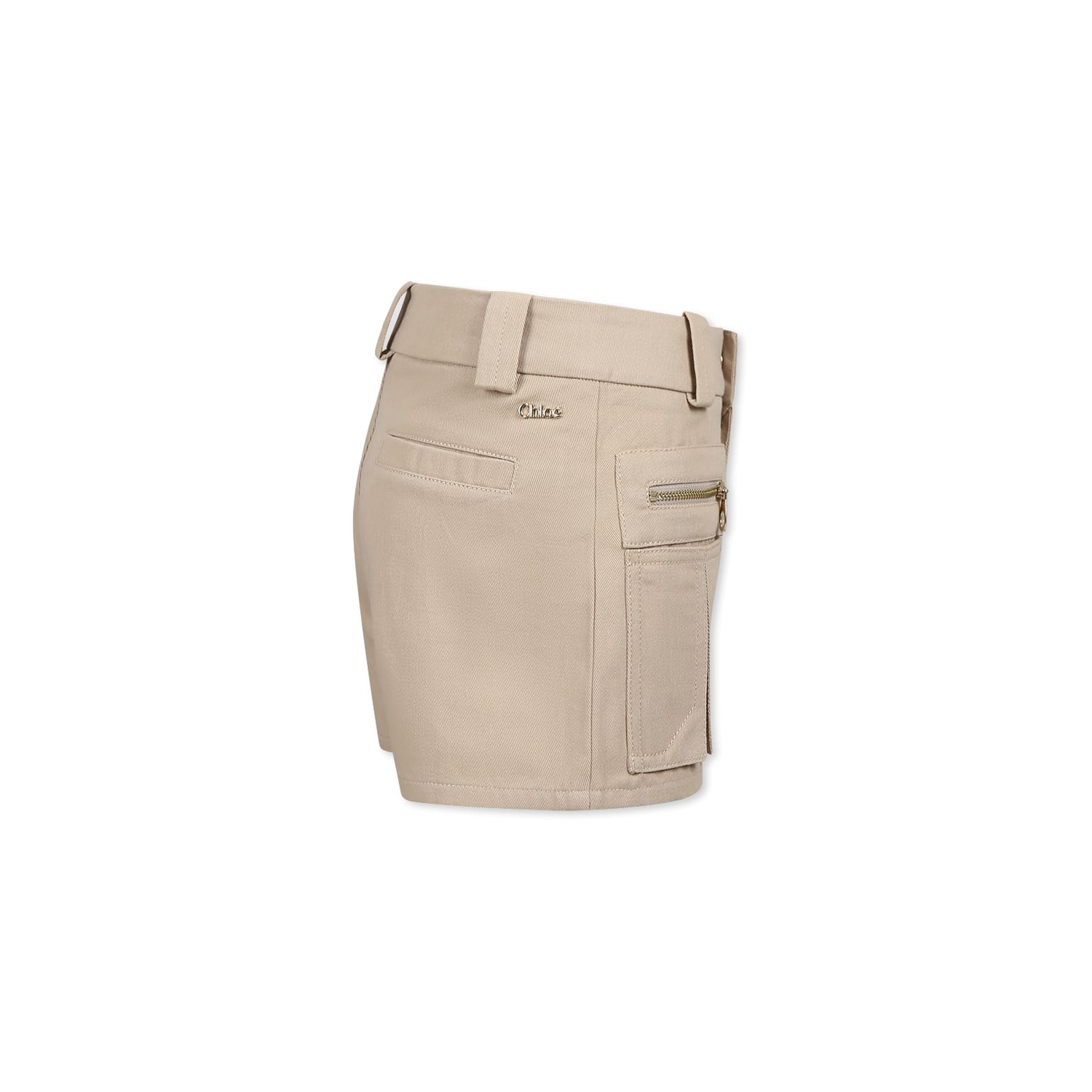 Chloé Organic Cotton Shorts In Beige