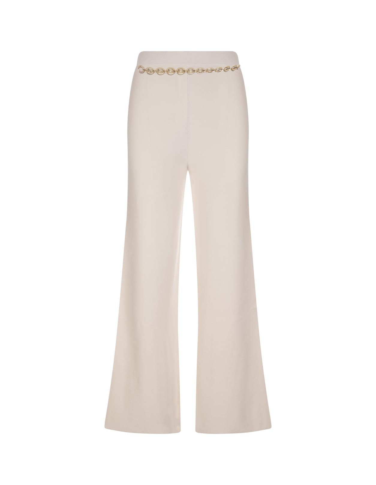 Shop Rabanne White Wide Leg Trousers With Belt In Bianco
