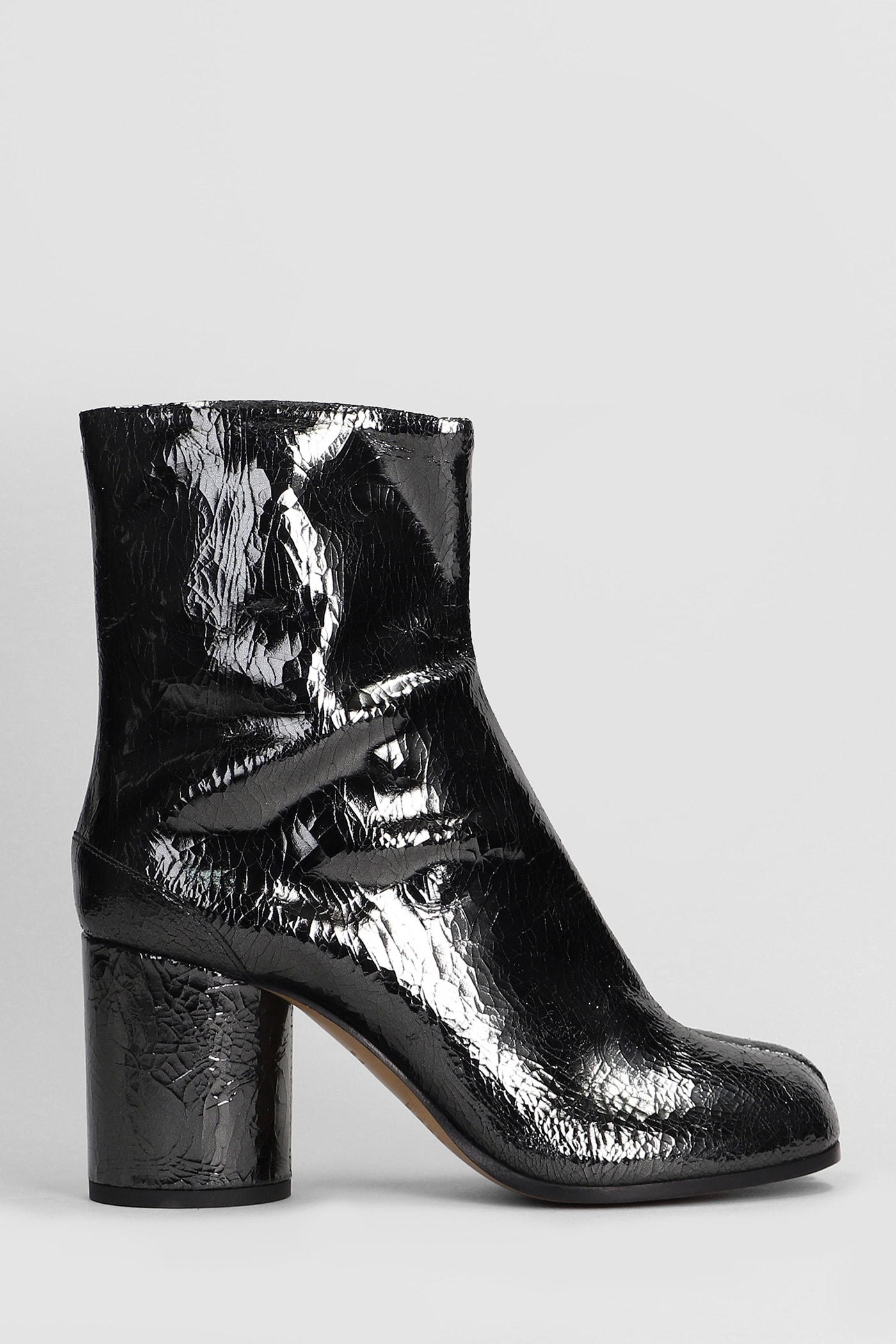 Shop Maison Margiela Tabi High Heels Ankle Boots In Black Leather