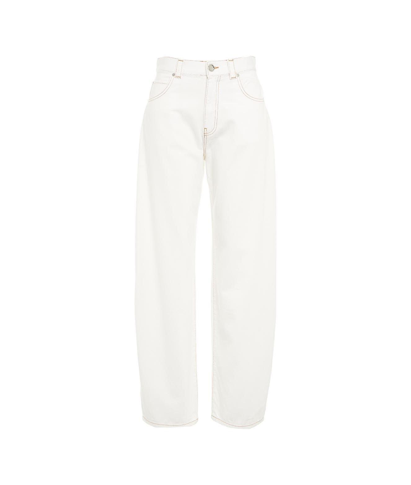 Shop Pinko Logo Embroidered Straight Leg Jeans In Bianco