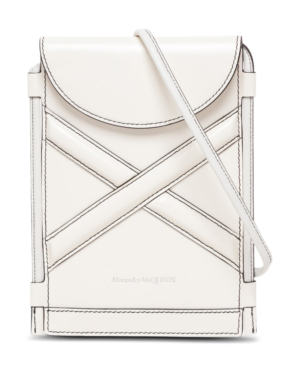 Alexander McQueen The Curve Micro Crossbody Bag In White Leather