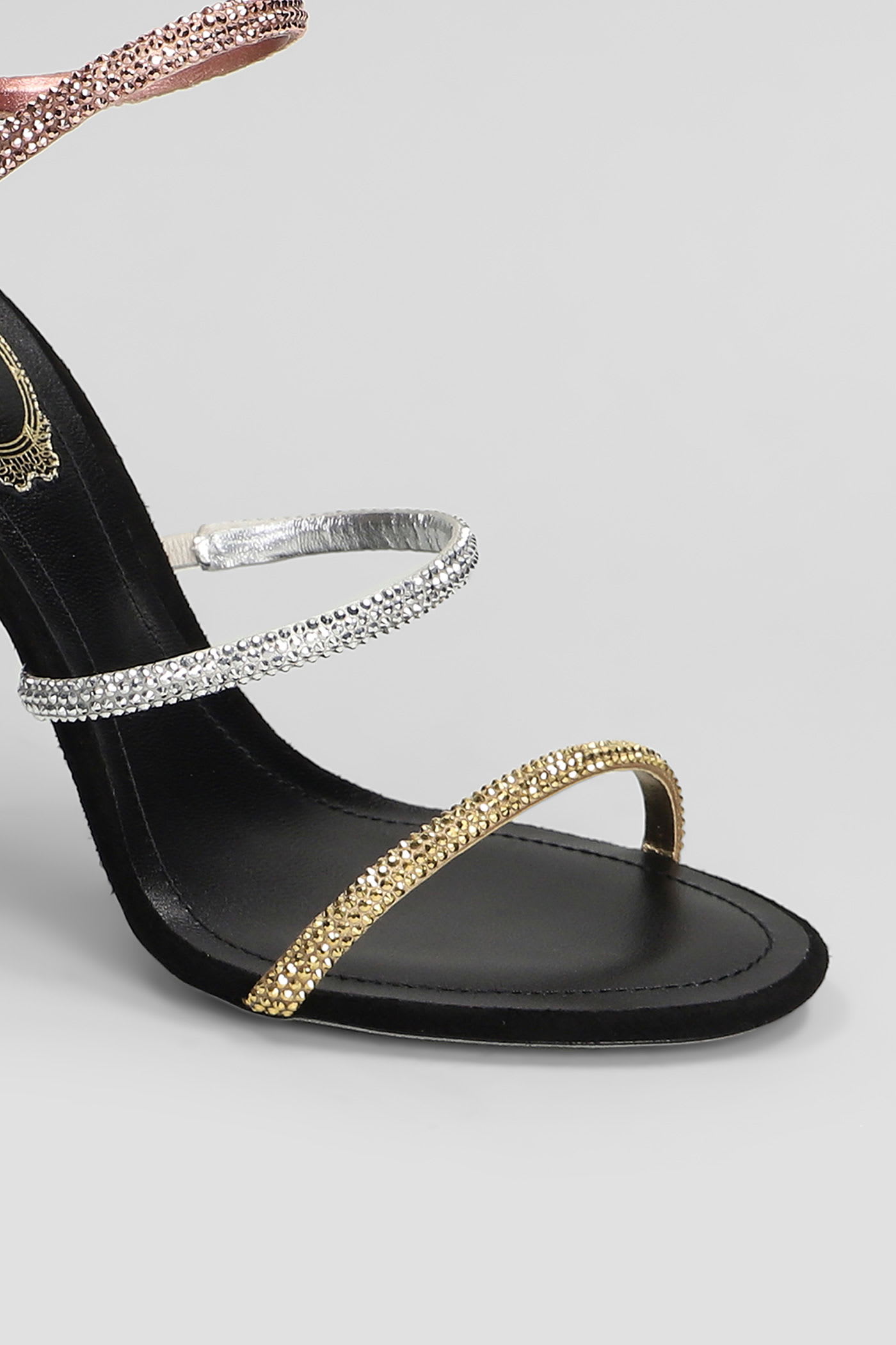 René Caovilla Heeled Sandals Embellished Straps In Multi