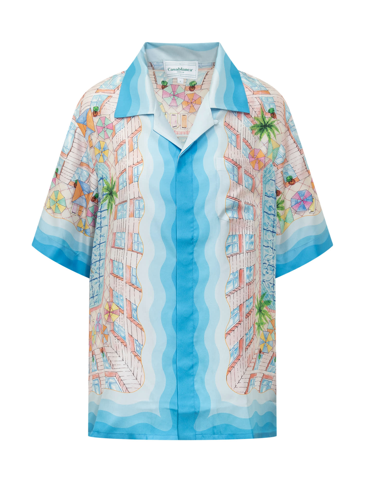 Shop Casablanca Silk  Pool Shirt In Le Plongeon