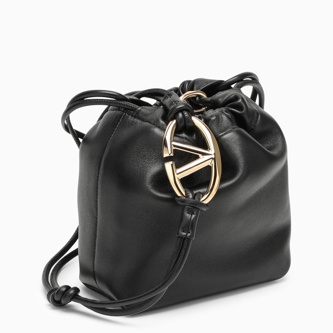 Shop Valentino Vlogo Pouf Black Mini Bucket Bag