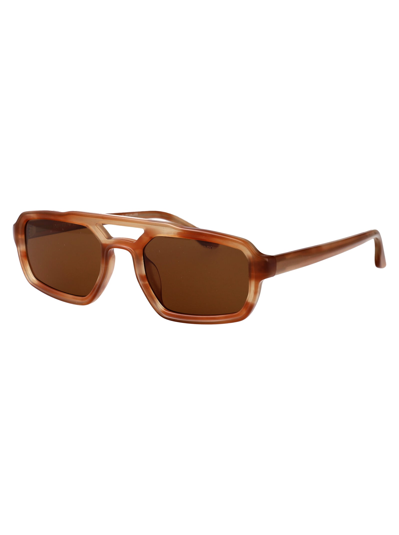 Emporio Armani Asv Black Blue Men's Irregular-shaped Sunglasses In Brown Havana