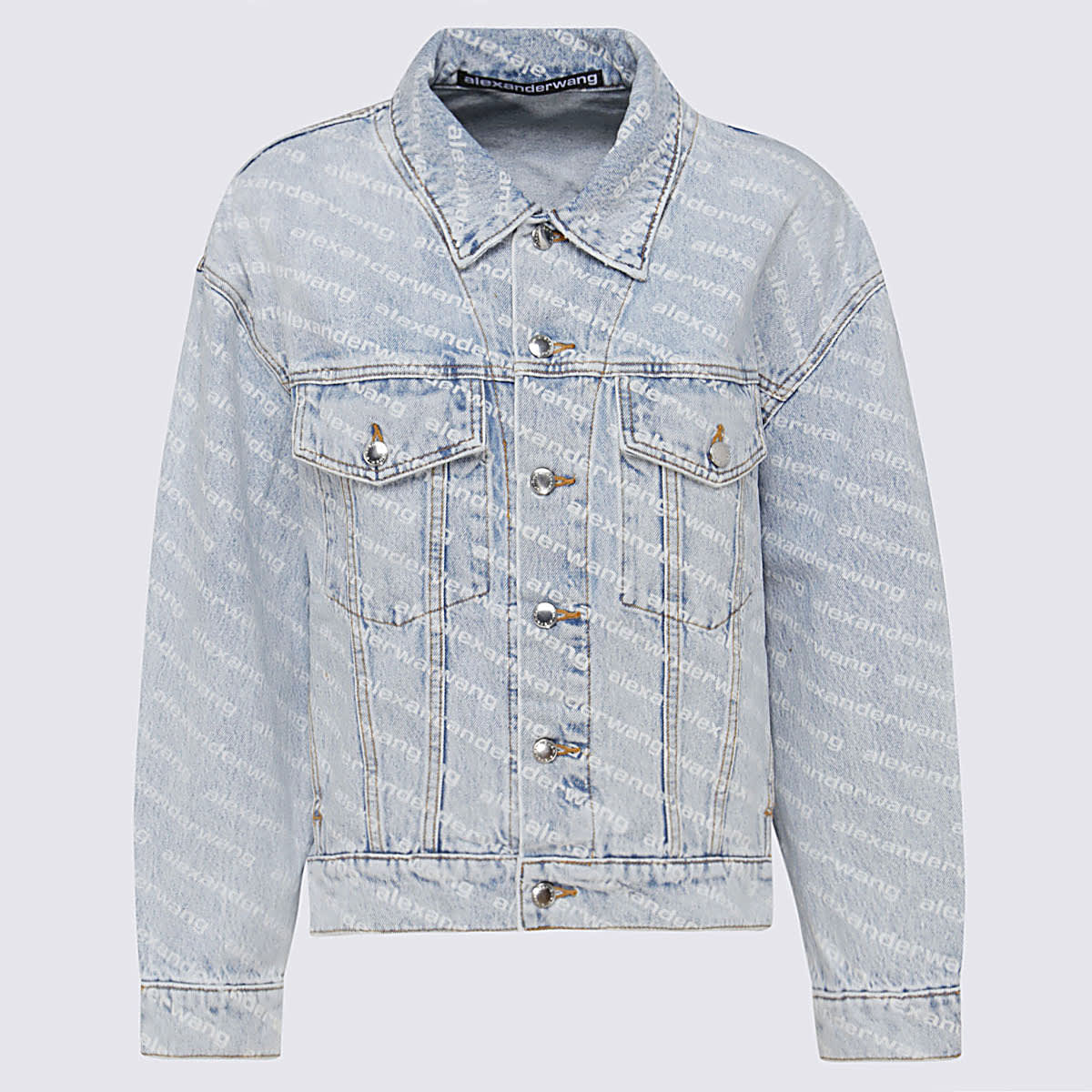Shop Alexander Wang Light Blue Cotton Denim Jacket In Pebble Bleach