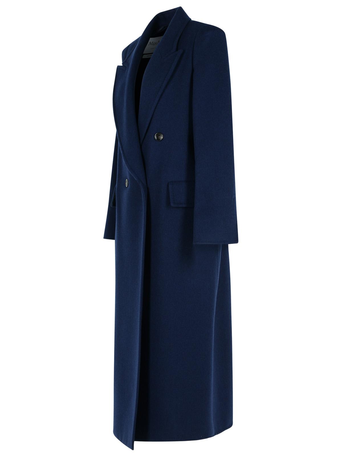 Max Mara 'albania' Virgin Wool Blend Coat In Midnight Blu