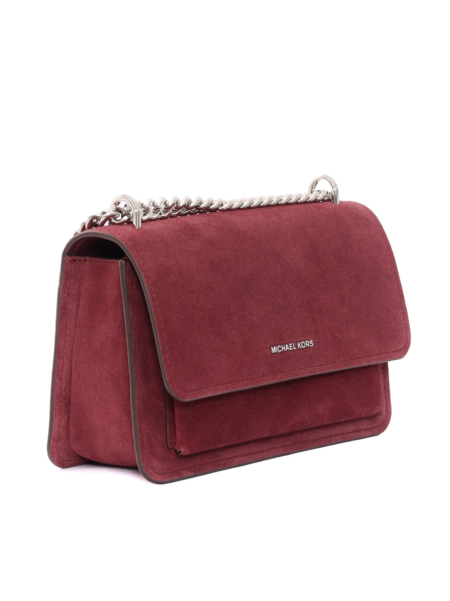 Michael Kors Suede Shoulder Bag Chain Strap In Red