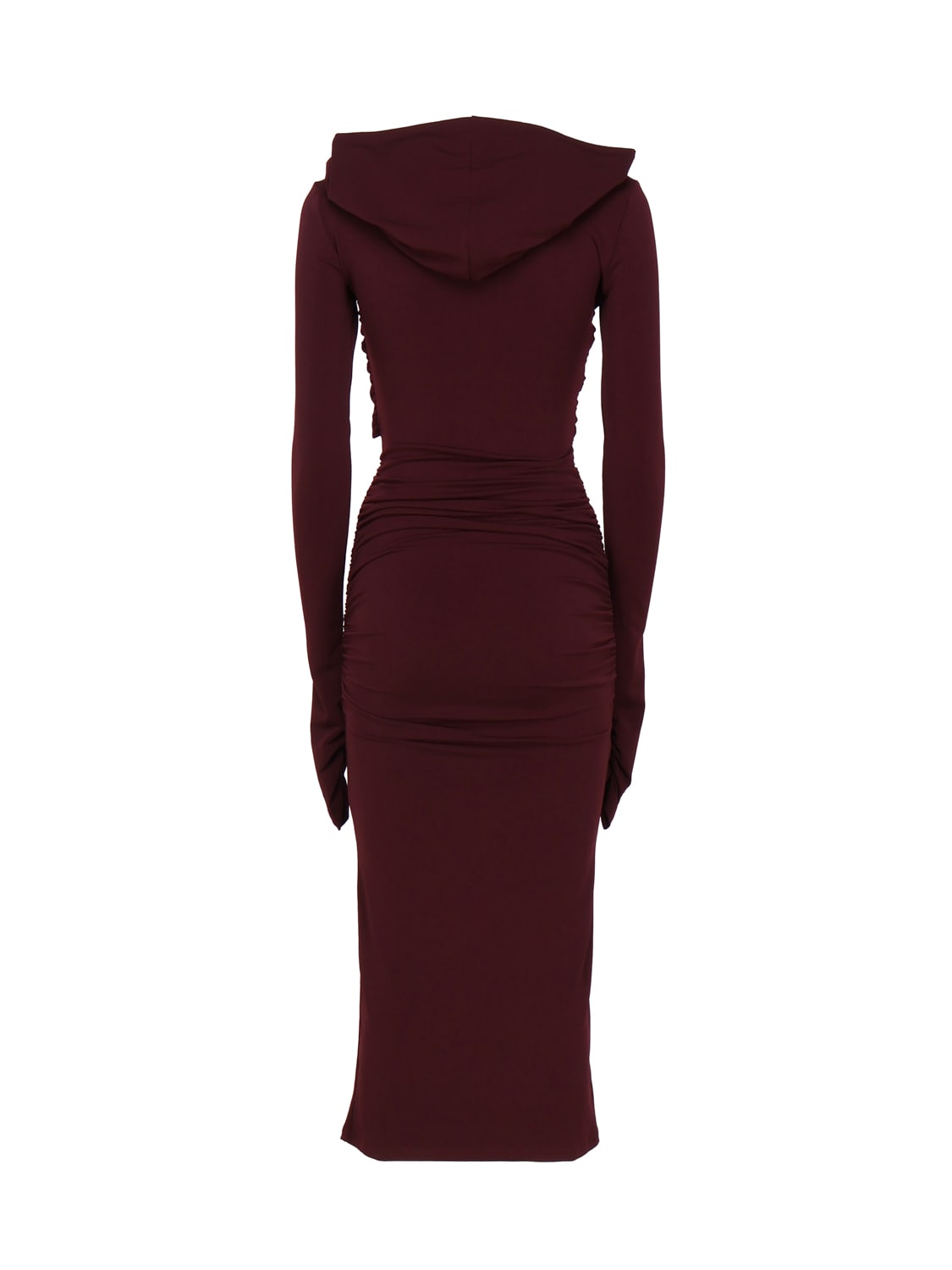 Shop The Andamane Fitted Dress With Hood In Bordeaux